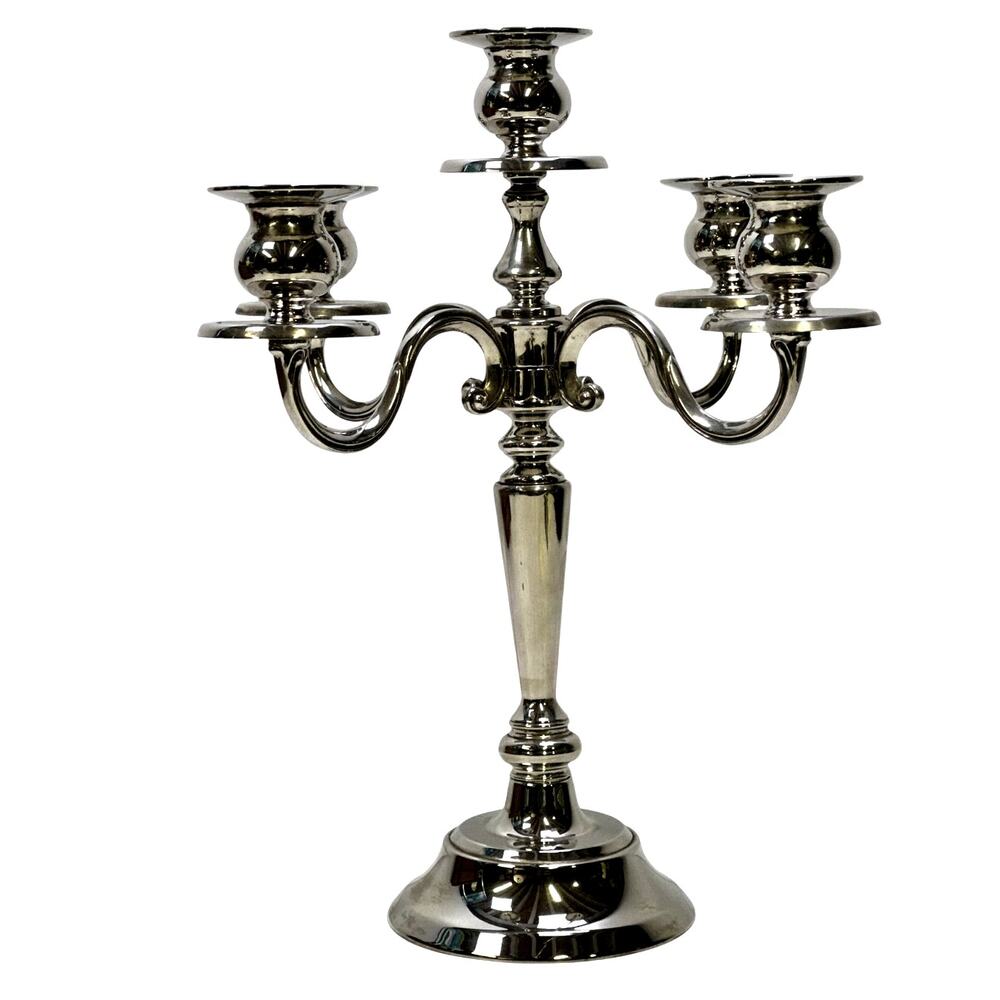 Hollywood Regency Empire Federalist Vintage 5-Arm Silverplate Candelabra